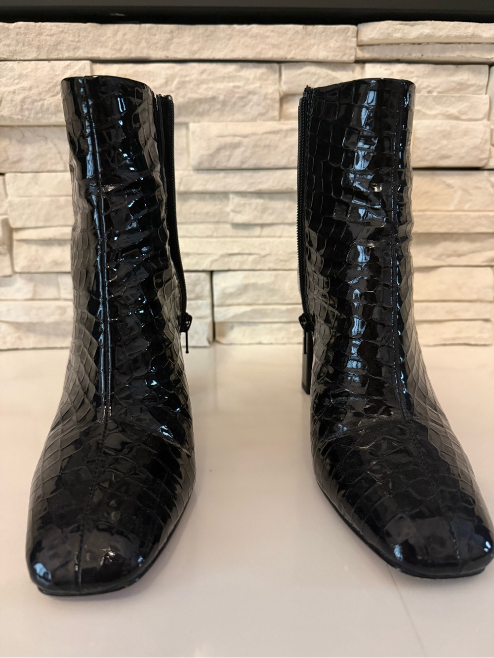 Katy Perry Collections Black Croc-Embossed Ankle Boots